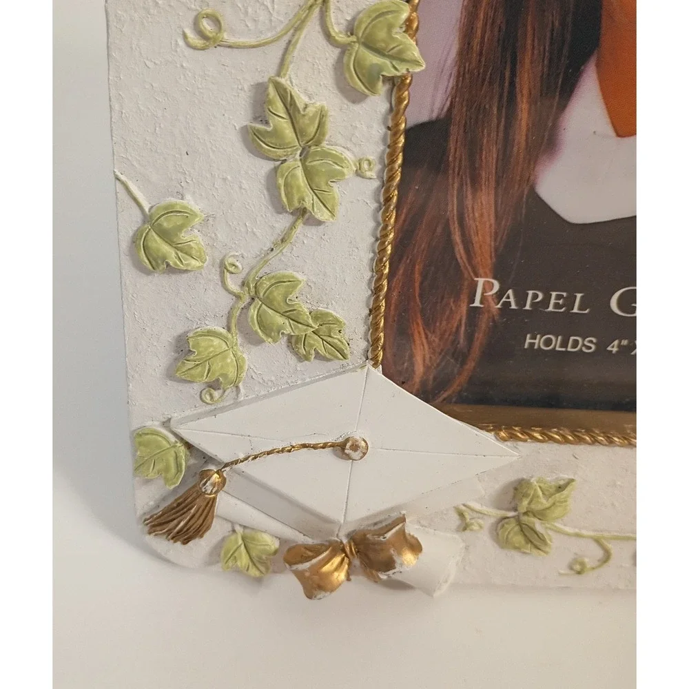 Papel‎ Giftware Graduation Resin Picture Frame Vines Cap Diploma Shabby Chic